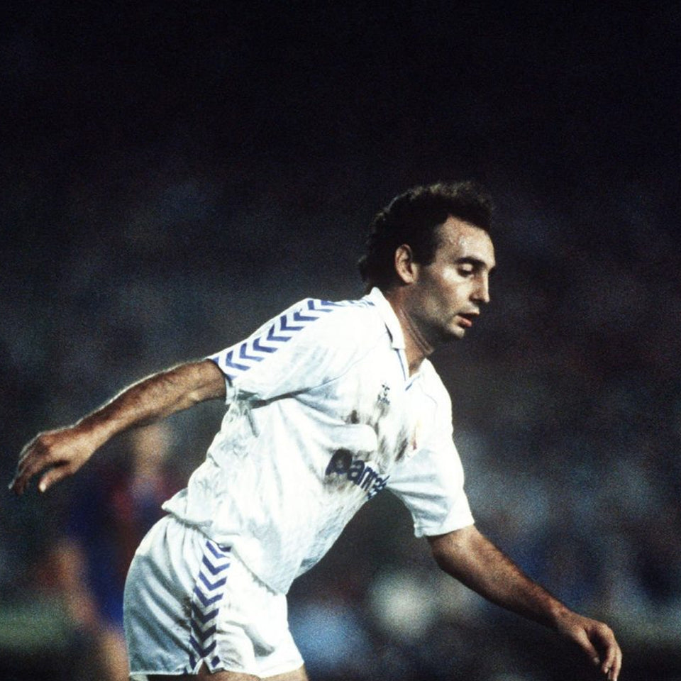 jersey 1986/1988 real madrid local manga corta versión fan retro
