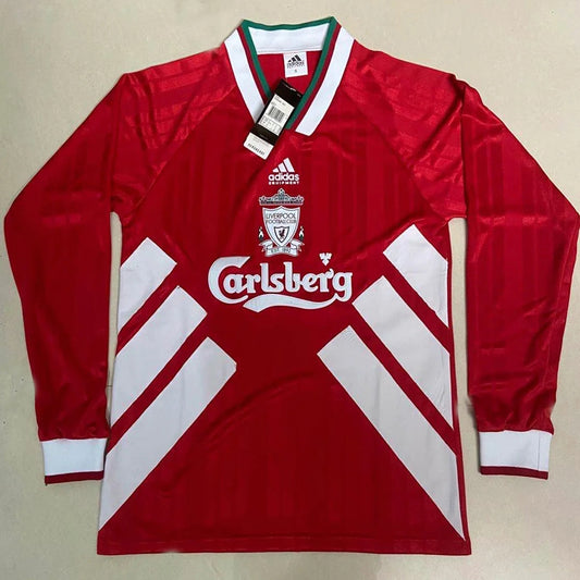 Jersey 1993 Liverpool Local Manga larga Versión Fan Retro