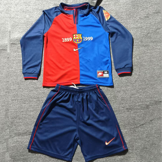 Jersey 1998/1999 Barcelona Local Manga larga Niño Retro