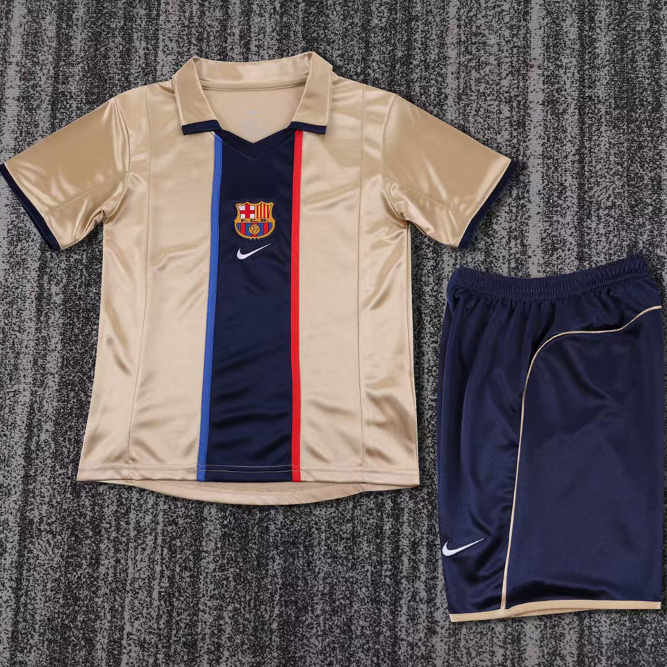 jersey 2001/2002 barcelona visitante manga corta niño retro