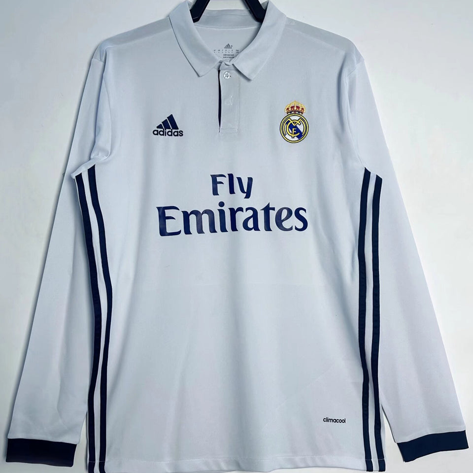 jersey 2016/17 real madrid local manga larga versión fan retro