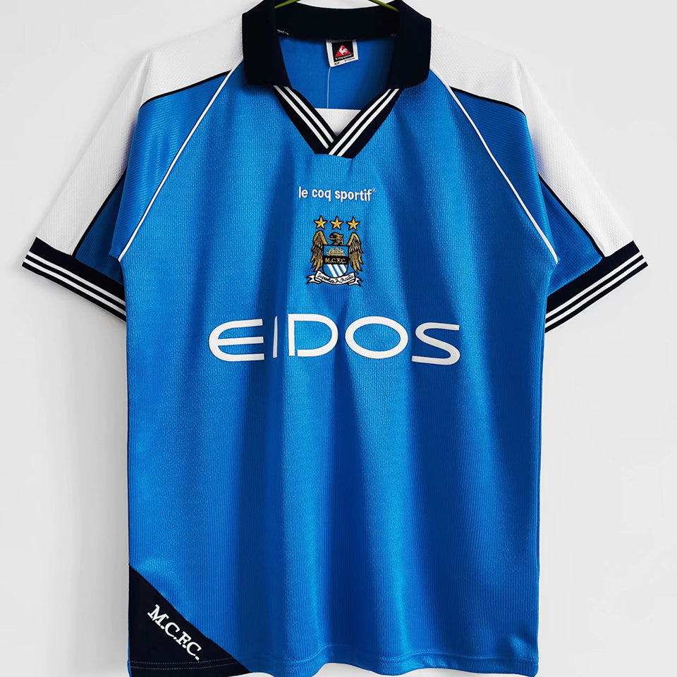 jersey 1999/2001 manchester city local manga corta versión fan retro