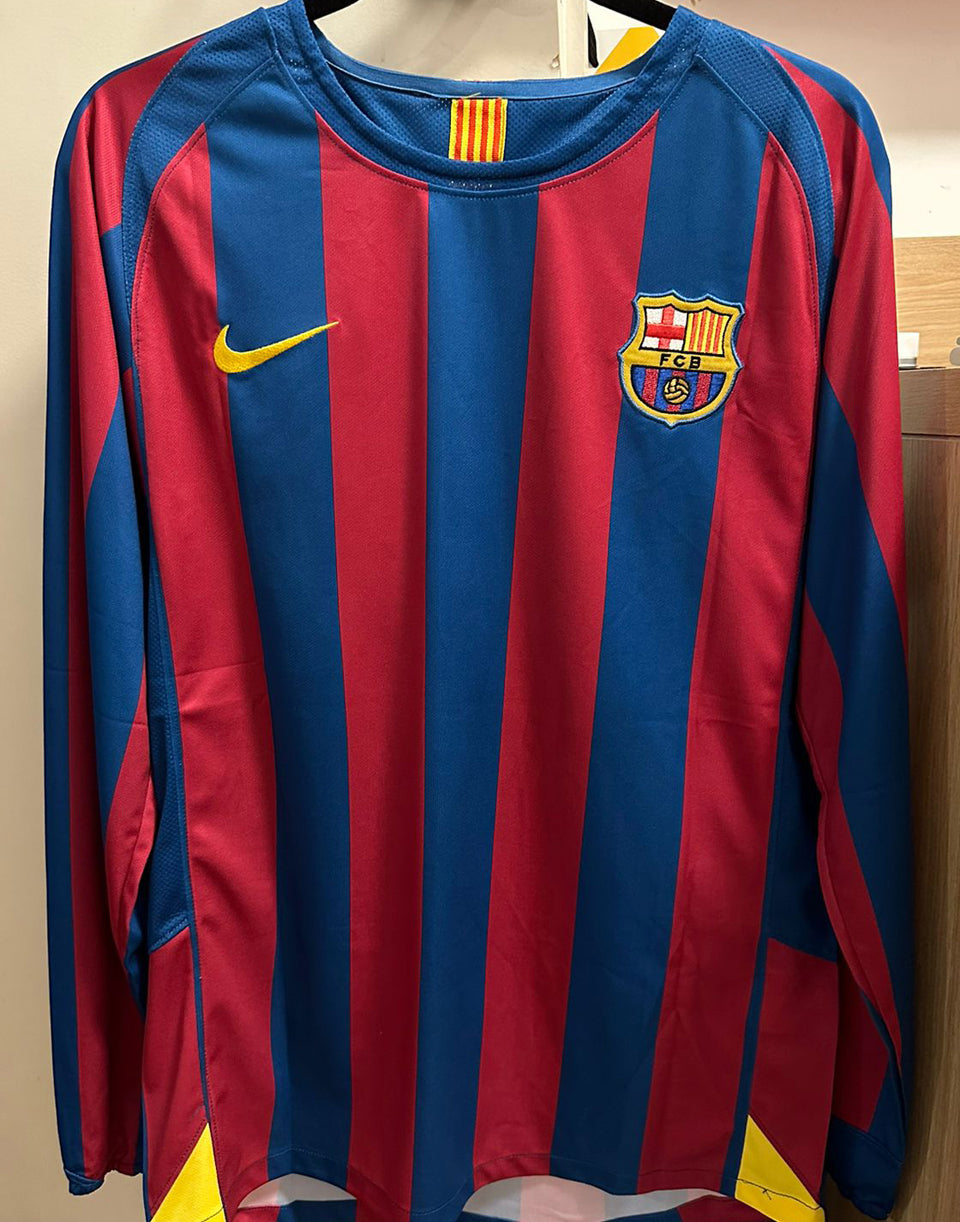 jersey 2005/06 barcelona local manga larga versión fan retro