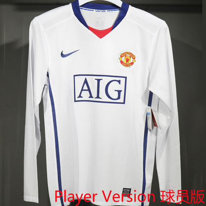 Jersey 2008/2009 Manchester United Visitante Manga larga Versión Jugador Retro