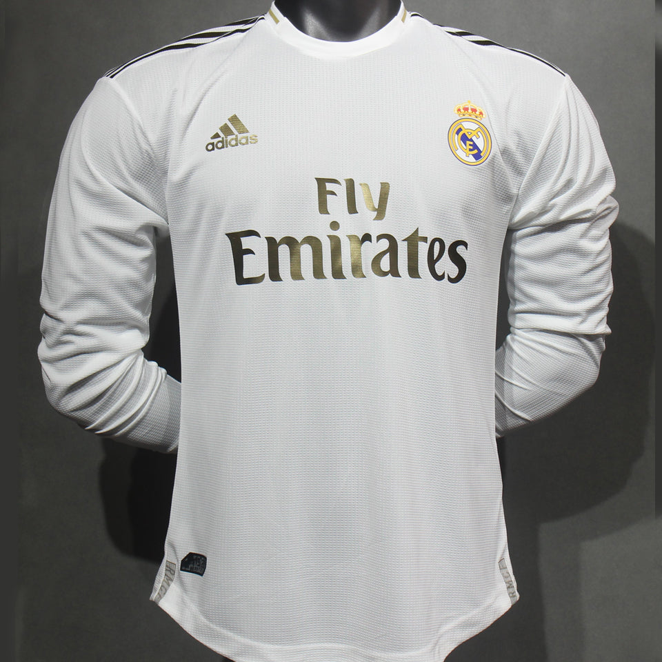 jersey 2019/20 real madrid local manga larga versión jugador retro