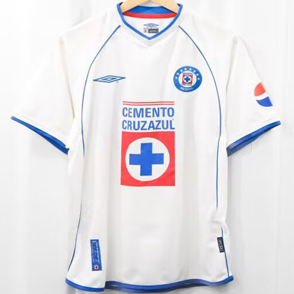 jersey 2002/2003 cruz azul visitante manga corta versión fan retro