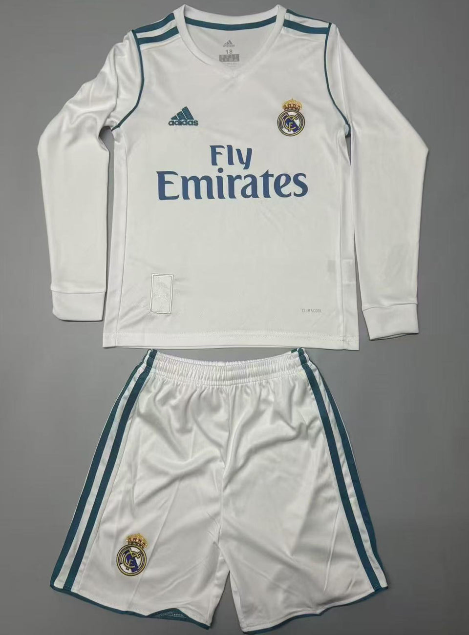 jersey 2017/18 real madrid local manga larga niño retro