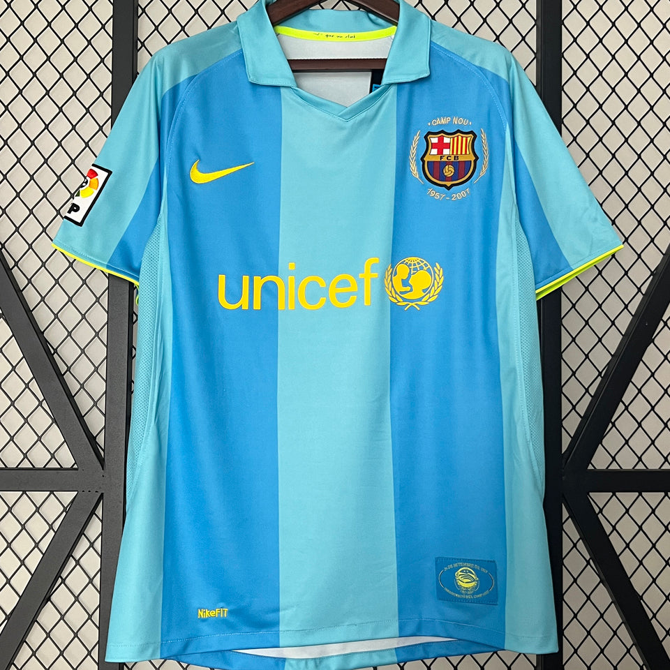 jersey 2007/08 barcelona visitante manga corta versión fan retro