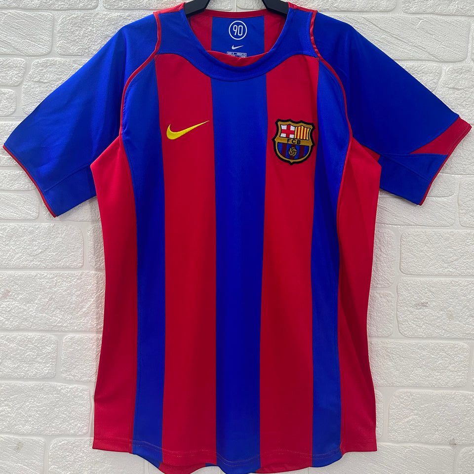 jersey 2004/05 barcelona local manga corta versión fan retro