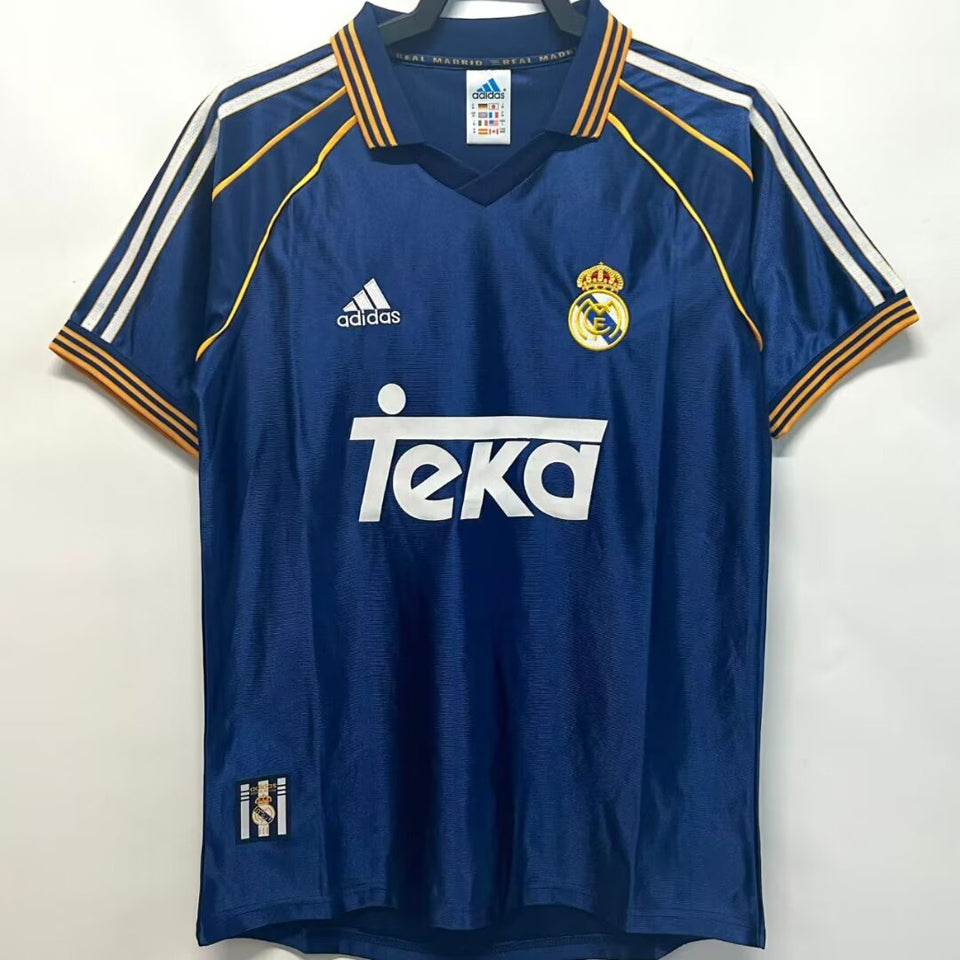 jersey 1998/2000 real madrid tercero manga corta versión fan retro