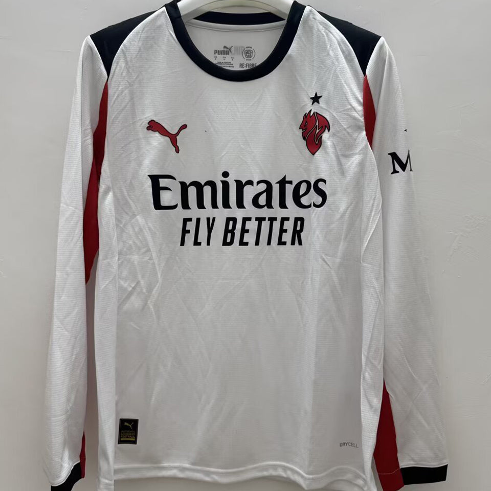 Jersey 2025/26 AC Milan Visitante Manga larga Versión Fan