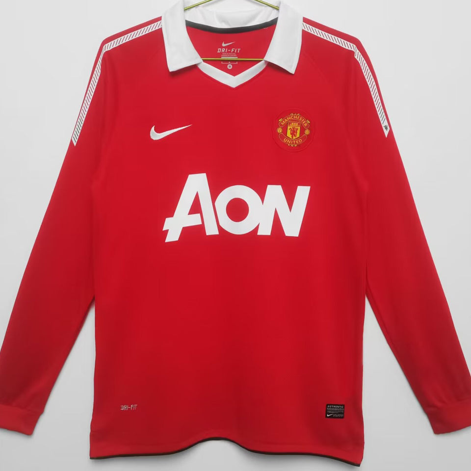 Jersey 2010/11 Manchester United Local Manga larga Versión Fan Retro