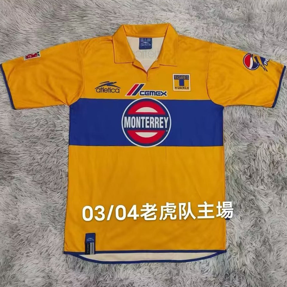 jersey 2003/04 tigres local manga corta versión fan retro