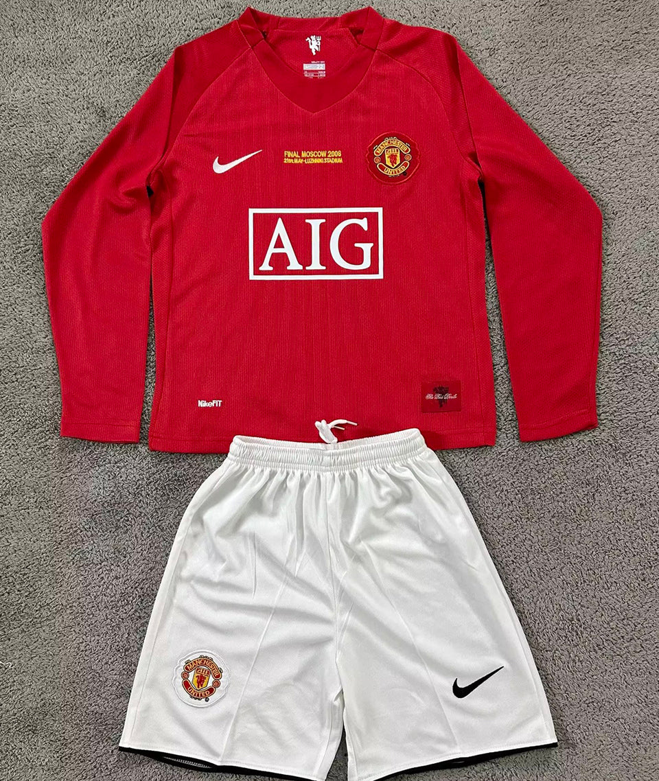 jersey 2007/08 manchester united local manga larga niño retro