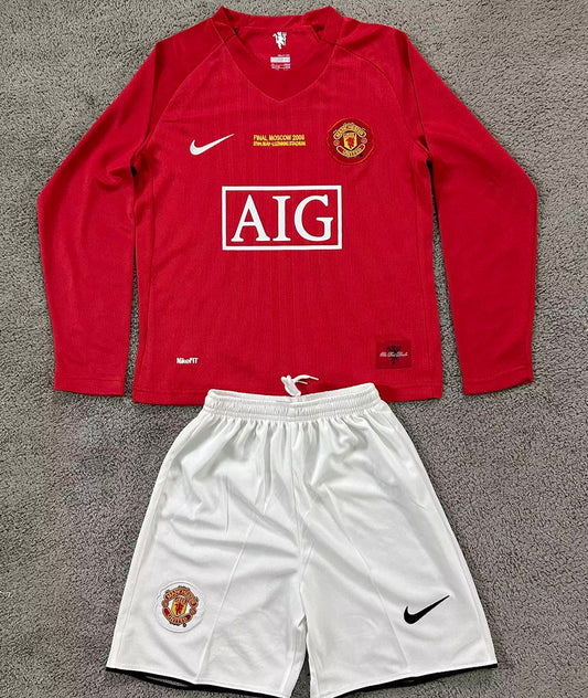Jersey 2007/08 Manchester United Local Manga larga Niño Retro