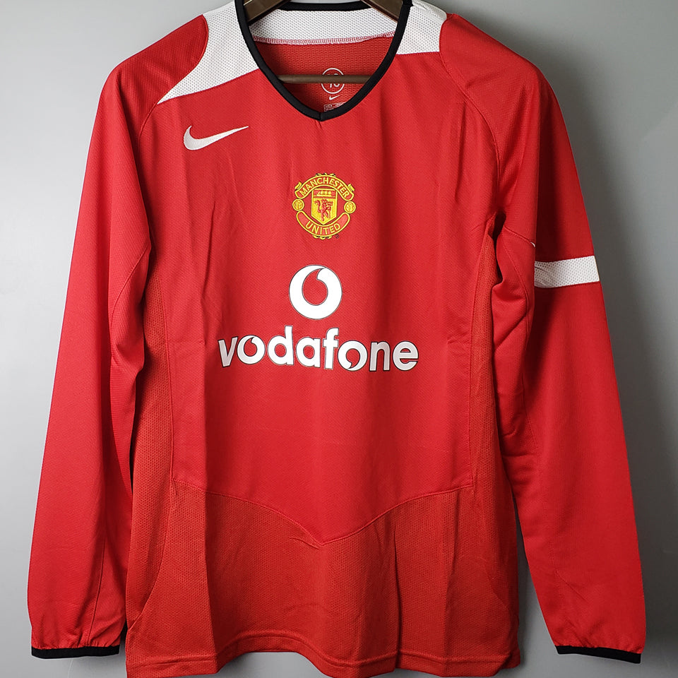 Jersey 2004/06 Manchester United Local Manga larga Versión Fan Retro