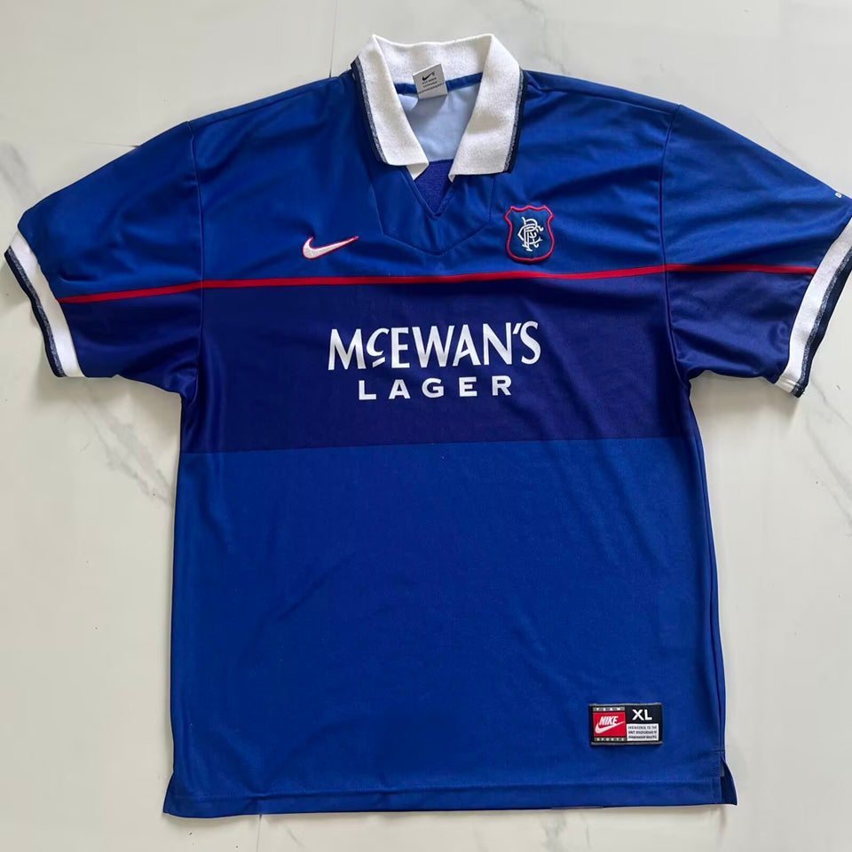 jersey 1997/99 rangers local manga corta versión fan retro