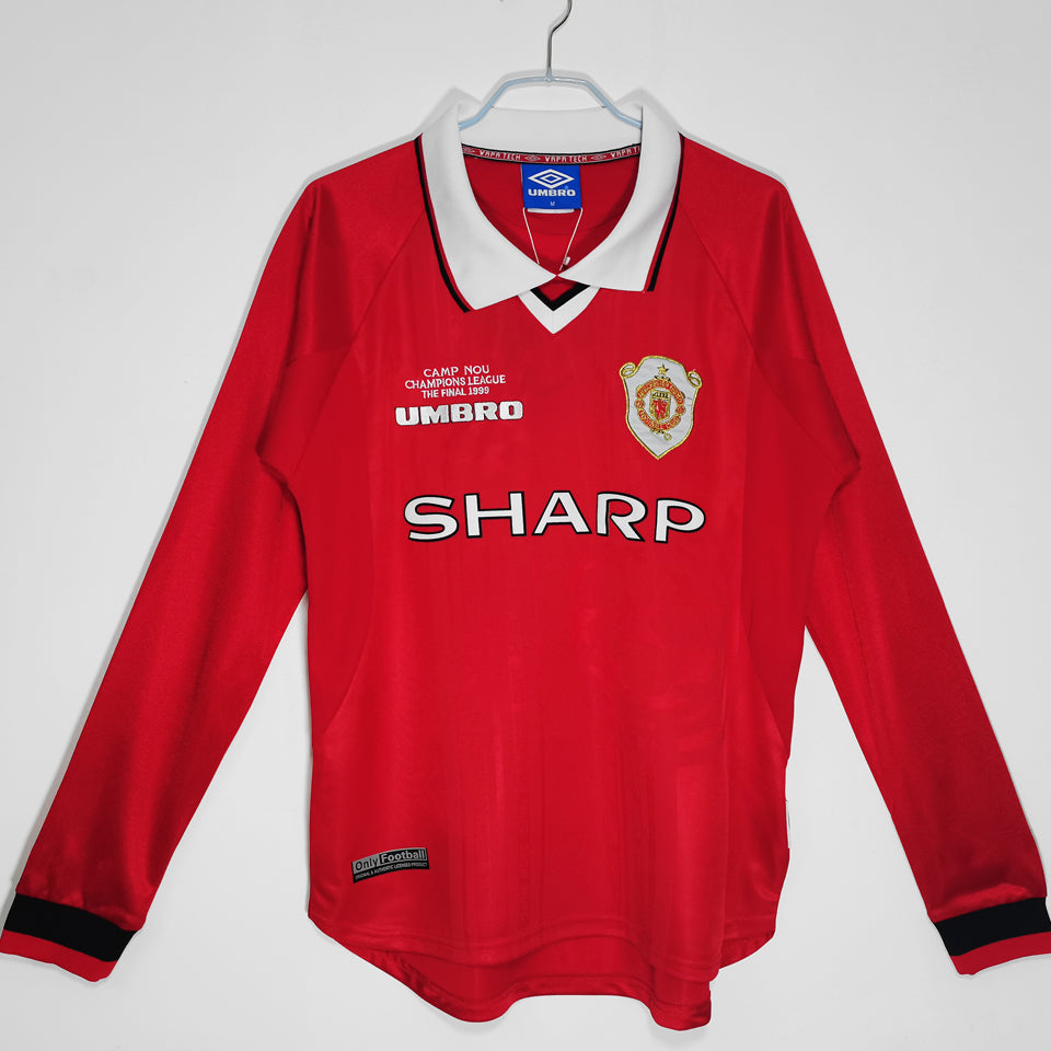 jersey 1999/2000 manchester united local manga larga versión fan retro