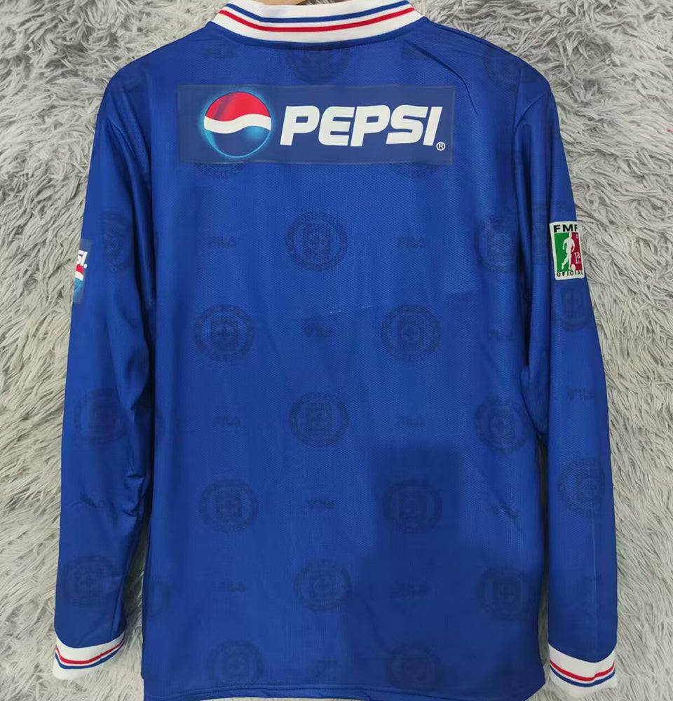 jersey 1997/98 cruz azul local manga larga versión fan retro