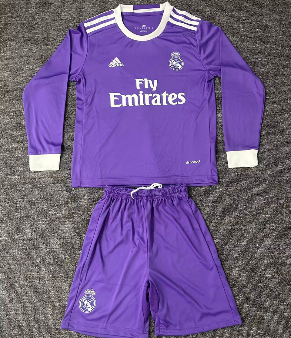 jersey 2016/17 real madrid visitante manga larga niño retro