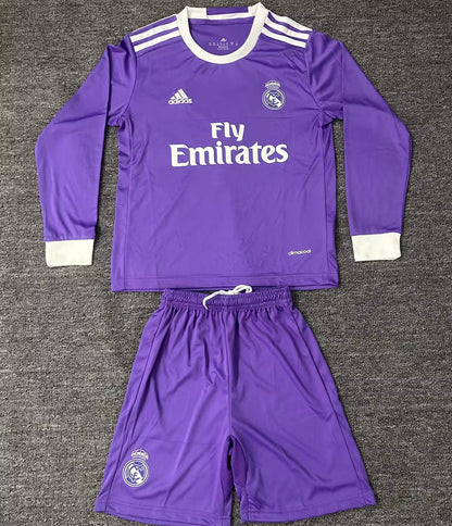 Jersey 2016/17 Real Madrid Visitante Manga larga Niño Retro