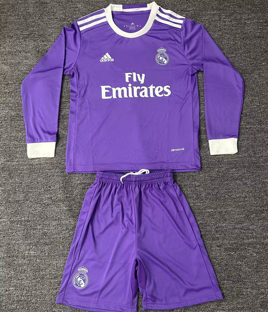 Jersey 2016/17 Real Madrid Visitante Manga larga Niño Retro