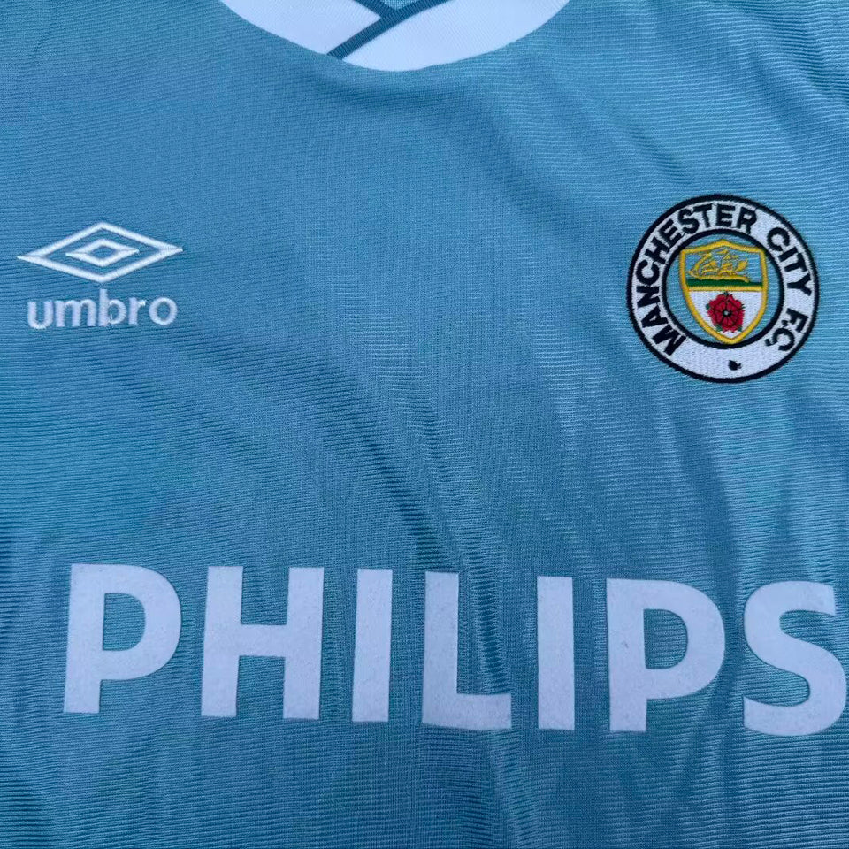 jersey 1986/1987 manchester city local manga corta versión fan retro