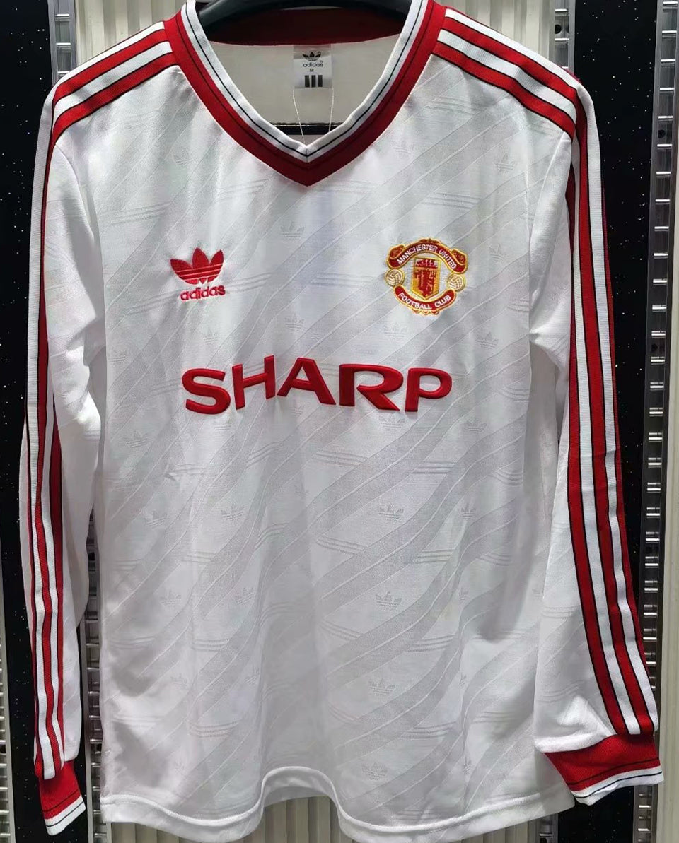 jersey 1986 manchester united visitante manga larga versión fan retro