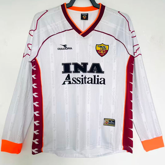 Jersey 1999/2000 Roma Visitante Manga larga Versión Fan Retro