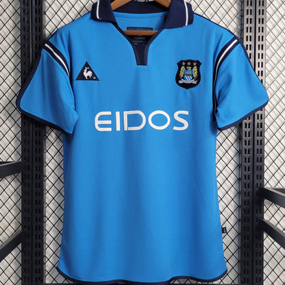 Jersey 2001/02 Manchester City Local Manga corta Versión Fan Retro