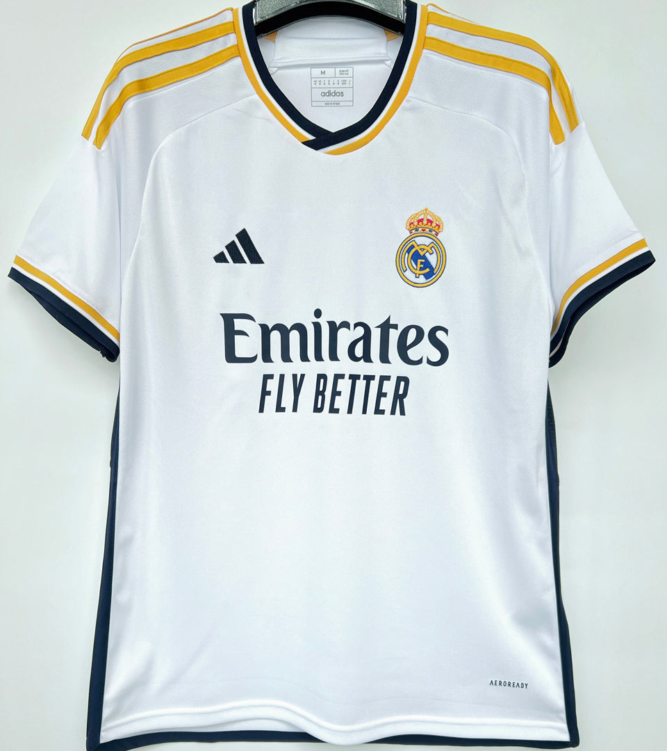 jersey 2023/24 real madrid local manga corta versión fan