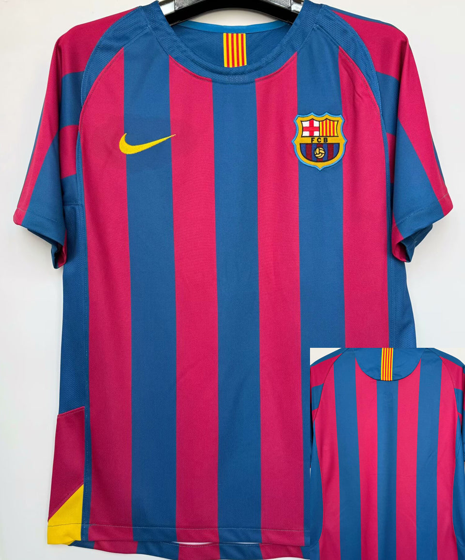 jersey 2005/06 barcelona local manga corta versión fan retro