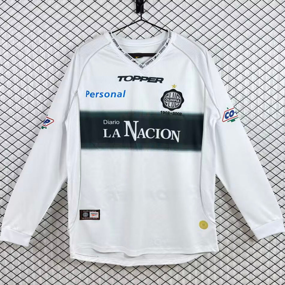 jersey 2002 club olimpia local manga larga versión fan retro