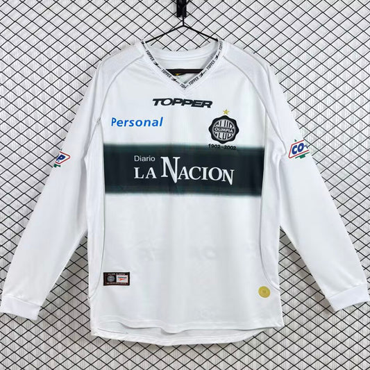 Jersey 2002 Club Olimpia Local Manga larga Versión Fan Retro