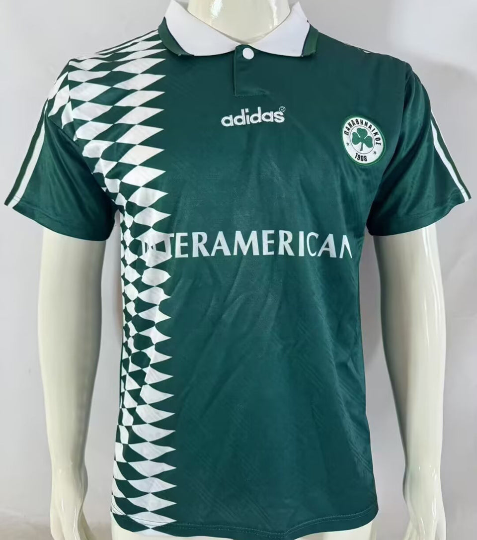 jersey 1995/96 panathinaikos local manga corta versión fan retro