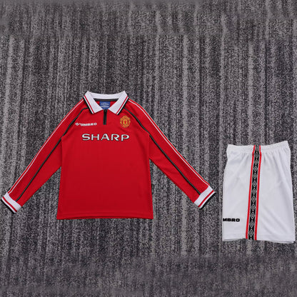 Jersey 1998/1999 Manchester United Local Manga larga Niño Retro