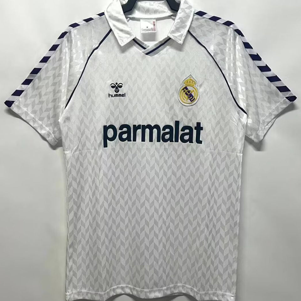 jersey 1986/1988 real madrid local manga corta versión fan retro