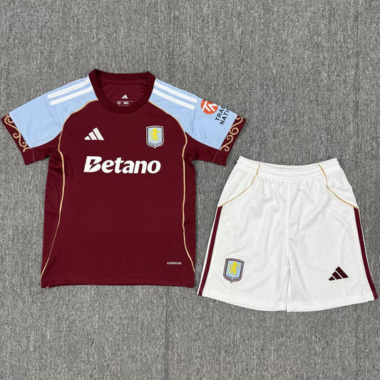 Jersey 2025/26 Aston Villa Local Manga corta Niño