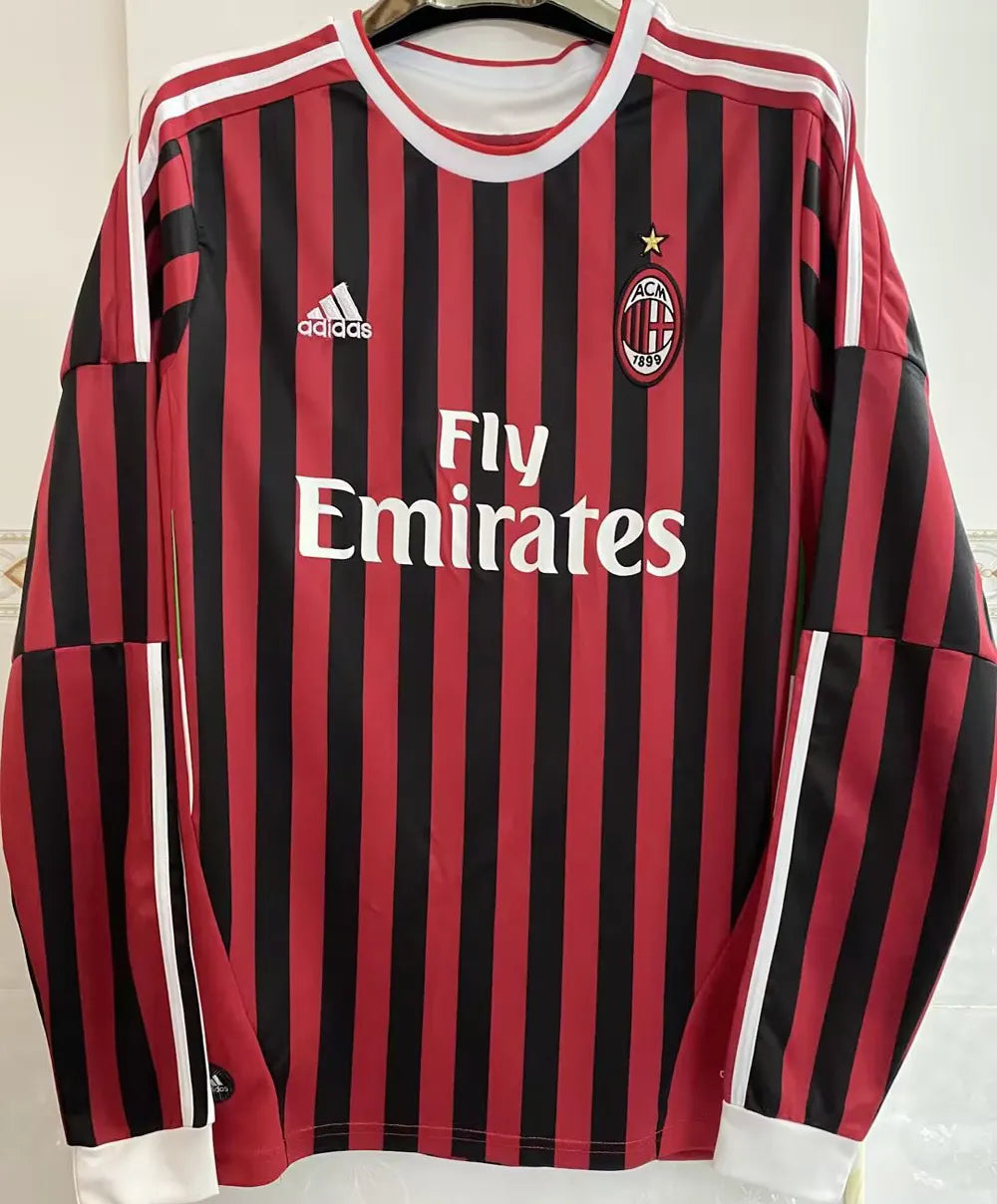 Jersey 2011/12 AC Milan Local Manga larga Versión Fan Retro