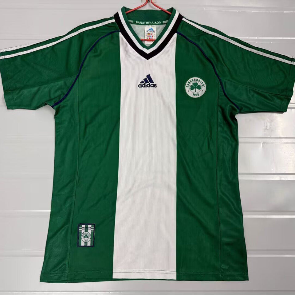 jersey 1998/1999 panathinaikos local manga corta versión fan retro