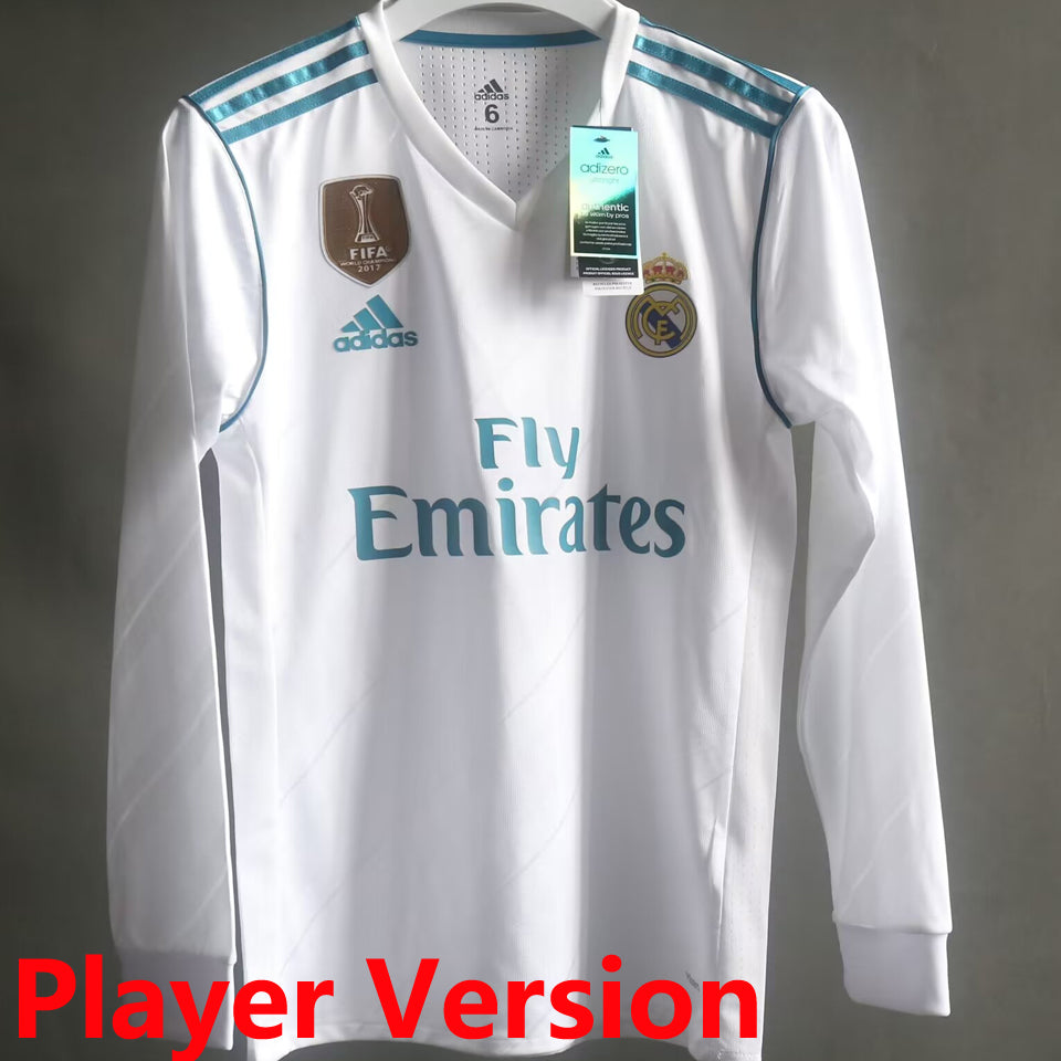 jersey 2017/18 real madrid local manga larga versión jugador retro