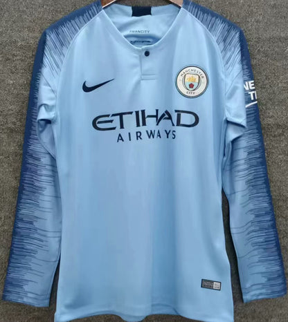Jersey 2018/2019 Manchester City Local Manga larga Versión Fan Retro