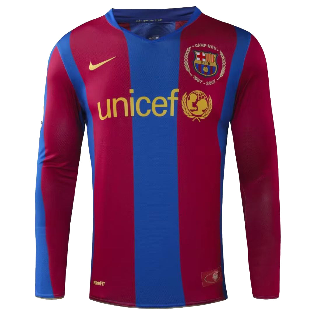 jersey 2007/08 barcelona local manga larga versión fan retro