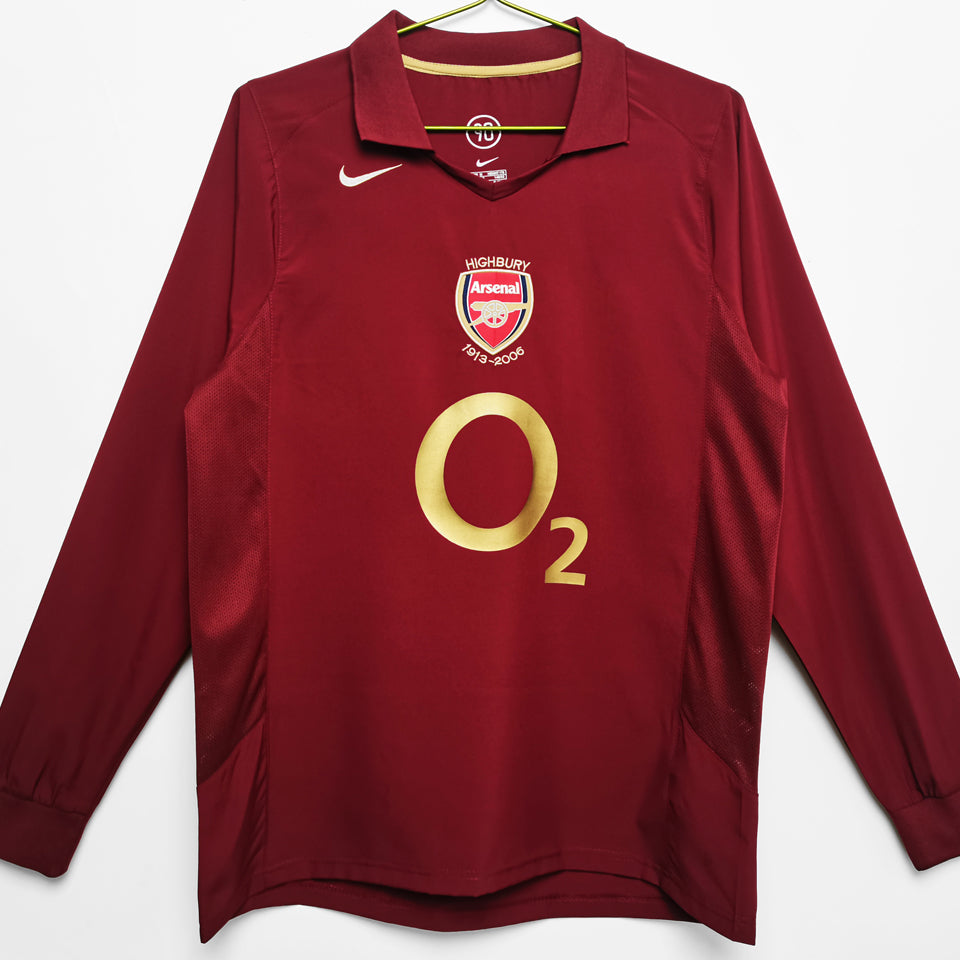 jersey 2005/06 arsenal local manga larga versión fan retro