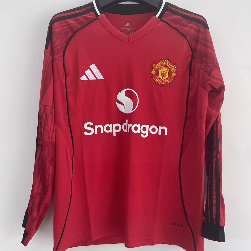 Jersey 2025/26 Manchester United Local Manga larga Versión Fan