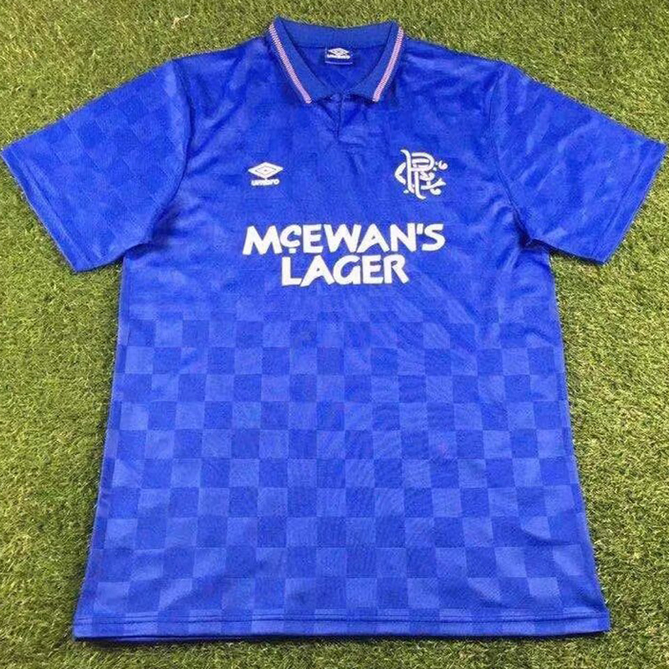 jersey 1987/90 rangers local manga corta versión fan retro