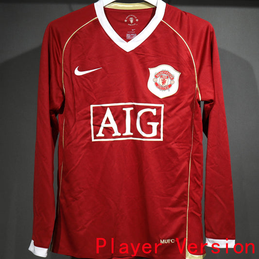 Jersey 2006/07 Manchester United Local Manga larga Versión Jugador Retro