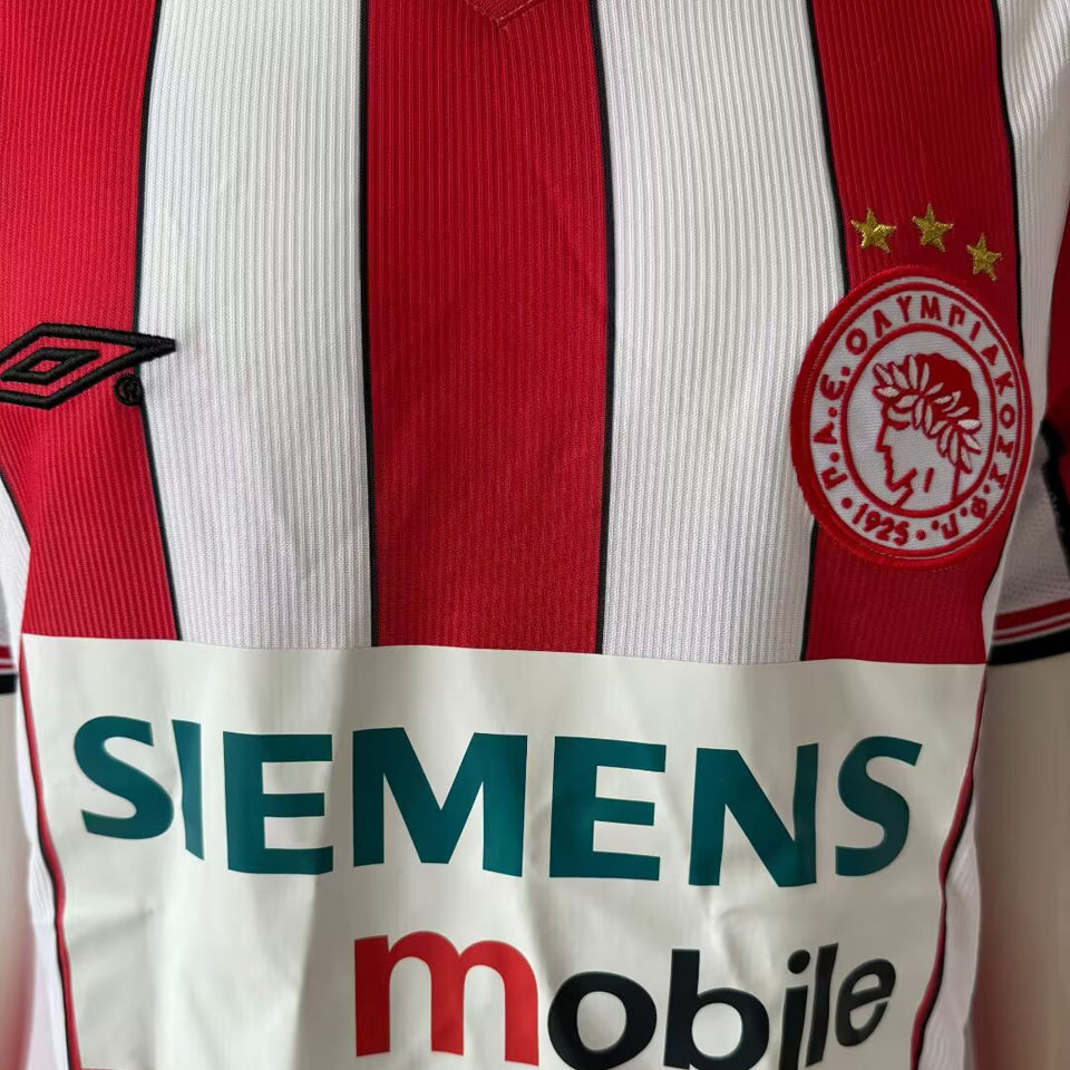 Jersey 2002/2003 Olympiacos Local Manga corta Versión Fan Retro