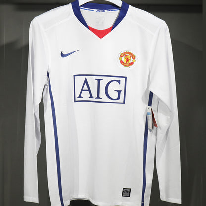 Jersey 2008/2009 Manchester United Visitante Manga larga Versión Jugador Retro