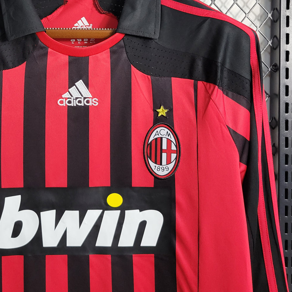 jersey 2007/08 ac milan local manga larga versión fan retro